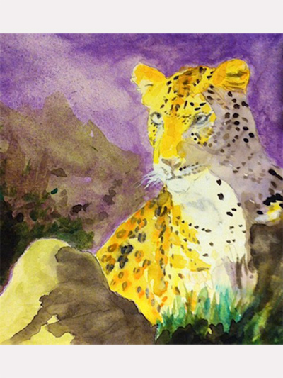 Leopard at Dawn, painting by Luke Wallin